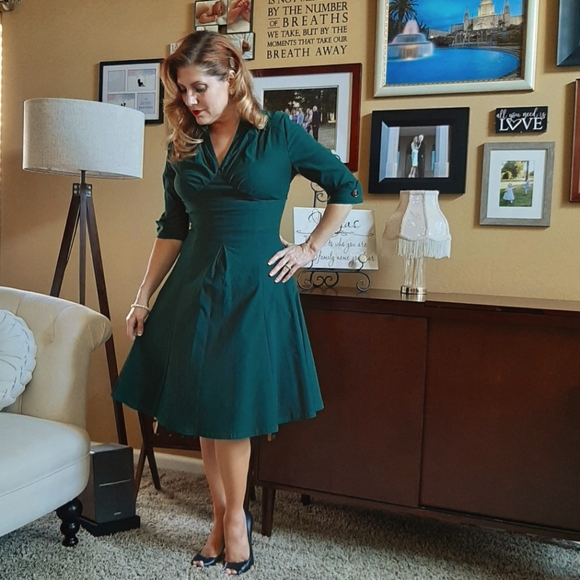 Miusol Dresses & Skirts - MIUSOL Green 3/4 Sleeve Swing Dress: Large